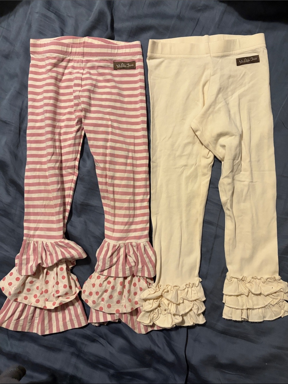 Matilda Jane Pink Stripe & Cream Ruffle Leggings Set